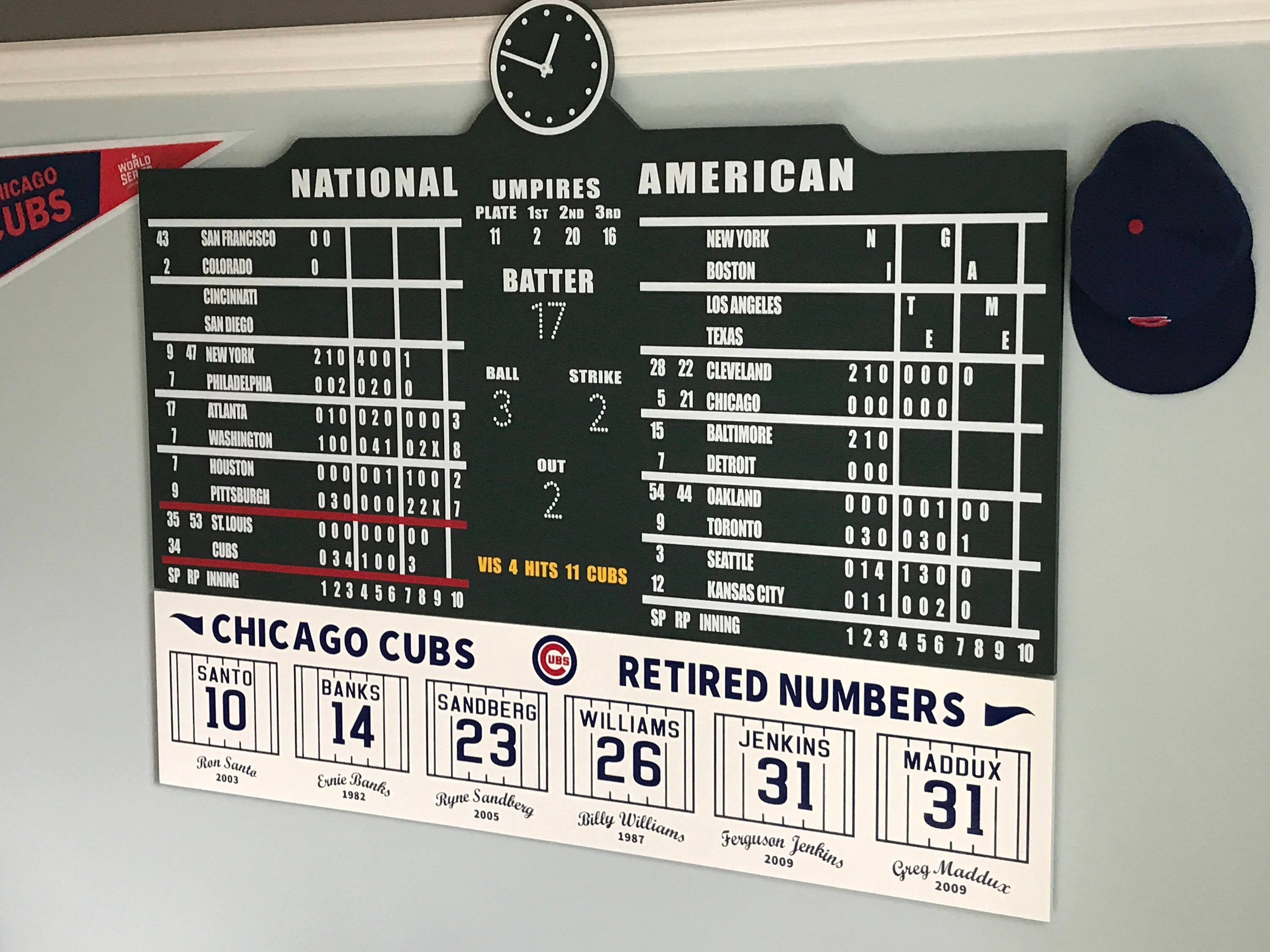 Chicago Cubs Wrigley Field Replica Scoreboard Retired Number Sign