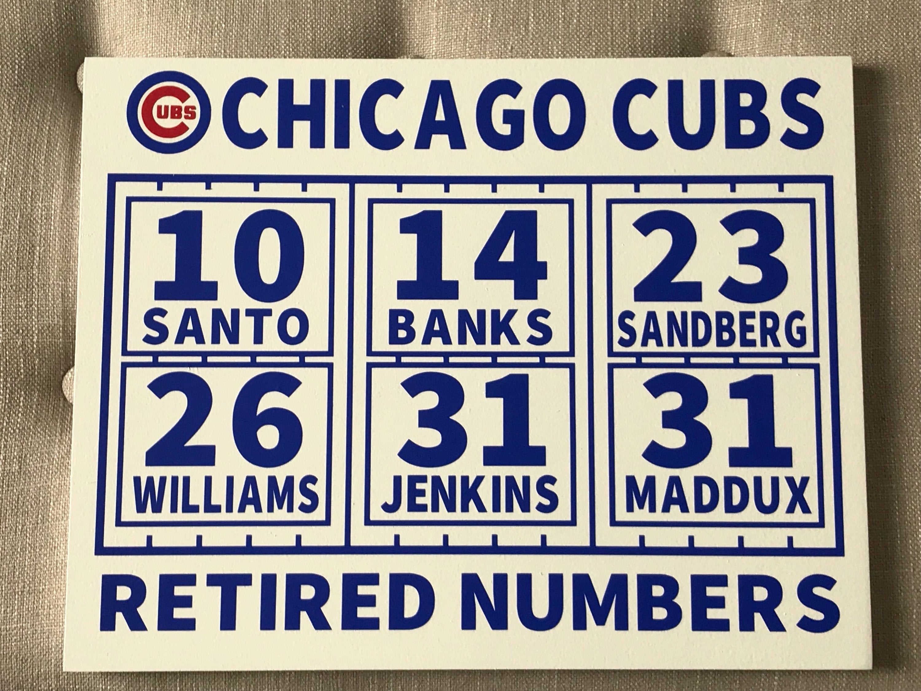 Chicago Cubs Retired Numbers Sign 14x11 Wrigley Field – 1000