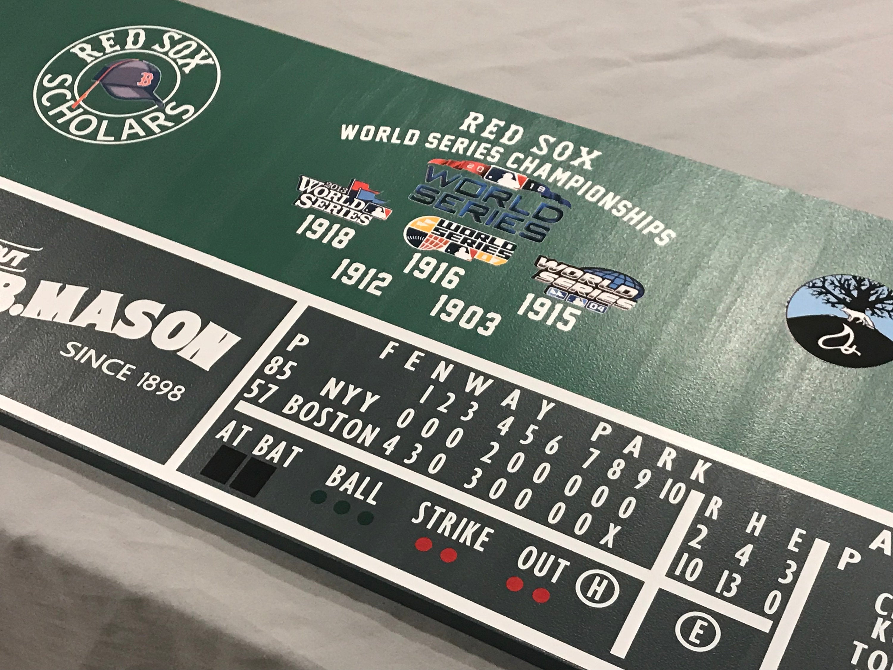 Replica Fenway Park Green Monster Sign Scoreboard Boston Red Sox World Series Logos